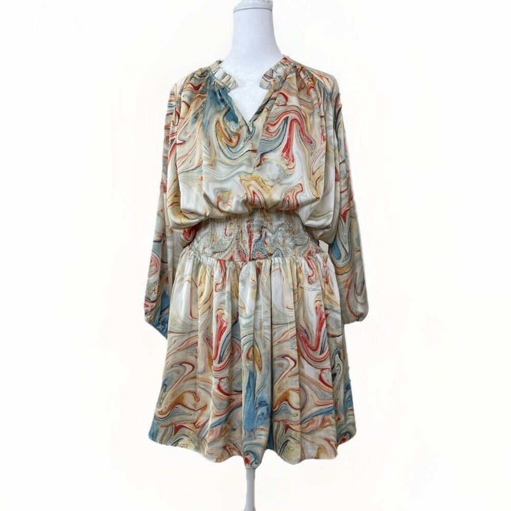 entro Womens Dress Large Swirl Marble Anthropologie Free People Y2K UO Art Oil